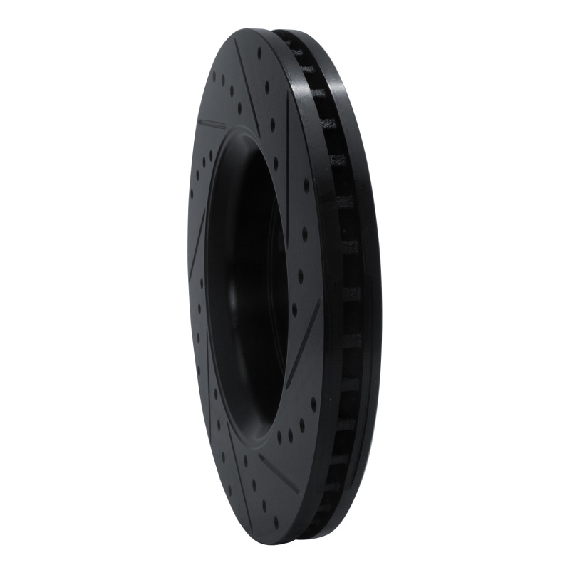 Dodge Durango Brake Rotor (1) - Front Left - R1 Concepts - Drilled & Slotted - Black - `11-`22